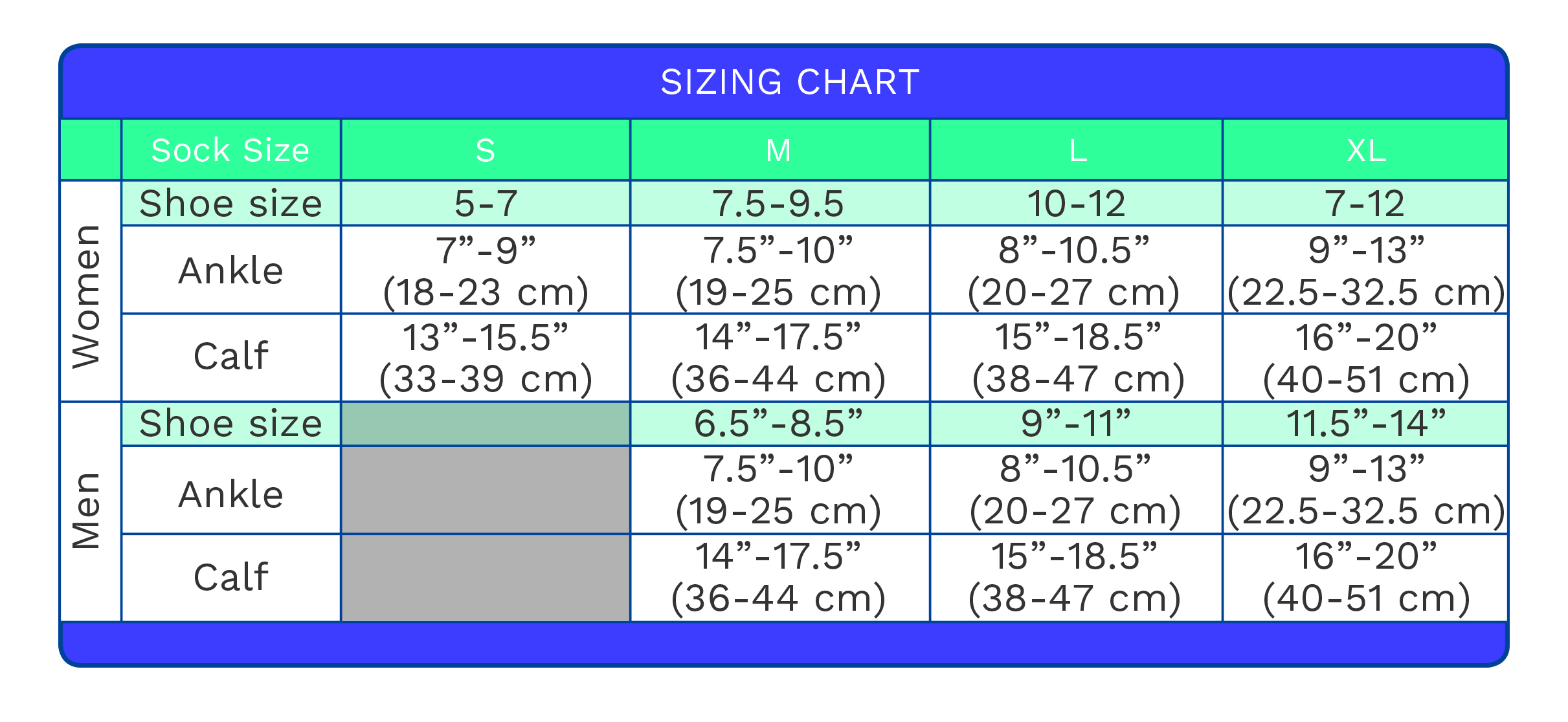 Dr Segals Sizing Chart
